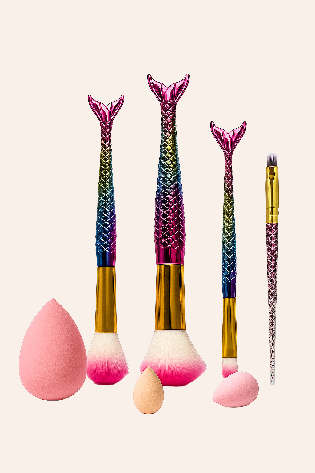 Kiss Lovely Mermaid Makeup Brush with Sponge Set